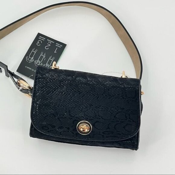 INC black snake embossed faux leather convertible bag belt - Picture 10 of 10